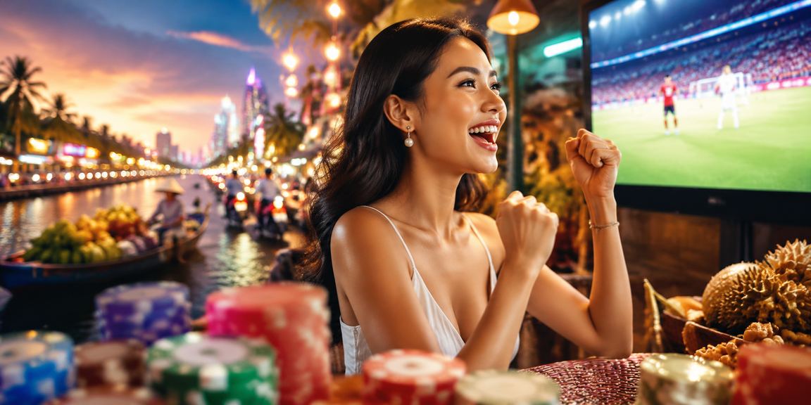Không khí đêm neon tại vùng Mekong với người chơi xổ số online sôi động trong không gian giải trí hiện đại